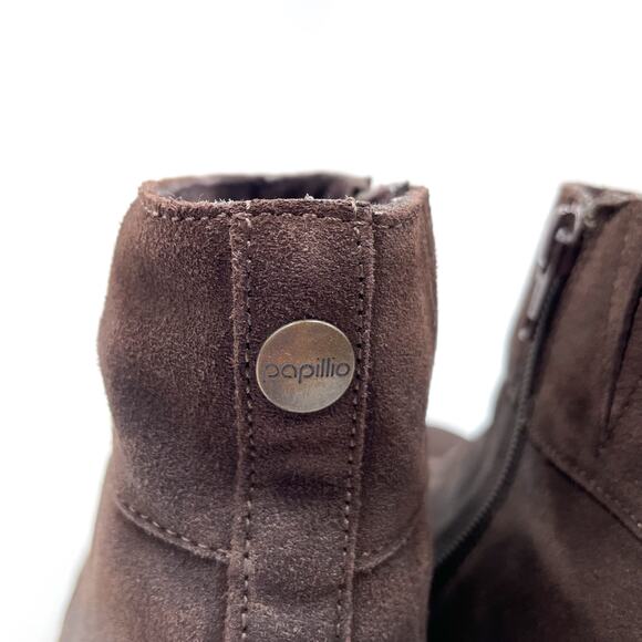 Papillio Birkenstock Ebba Wedge Booties Brown Suede Zip Ankle Sz 39 / 8 - Picture 6 of 10